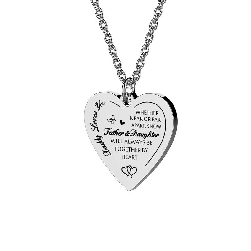 Haoflower To My Daughter Whether Near Or Far Apart We Will Always Be Together By Heart Luxury Pendant Necklace Gift From Daddy Mommy (Daddy Loves You) - Image 1